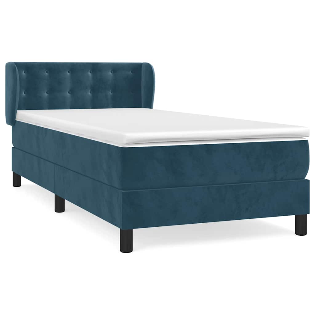 Giroletto a Molle con Materasso Blu Scuro 90x200 cm in Velluto | homemem39