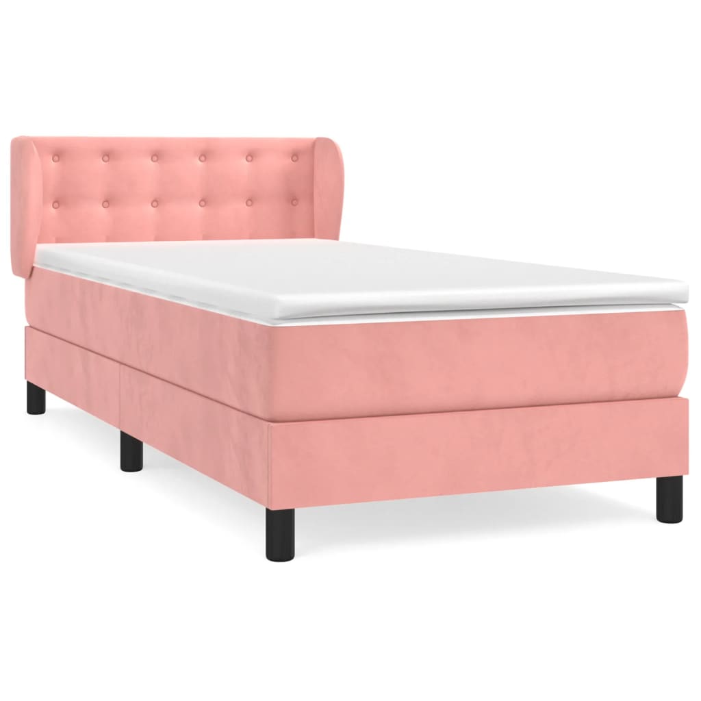 Giroletto a Molle con Materasso Rosa 90x200 cm in Velluto | homemem39