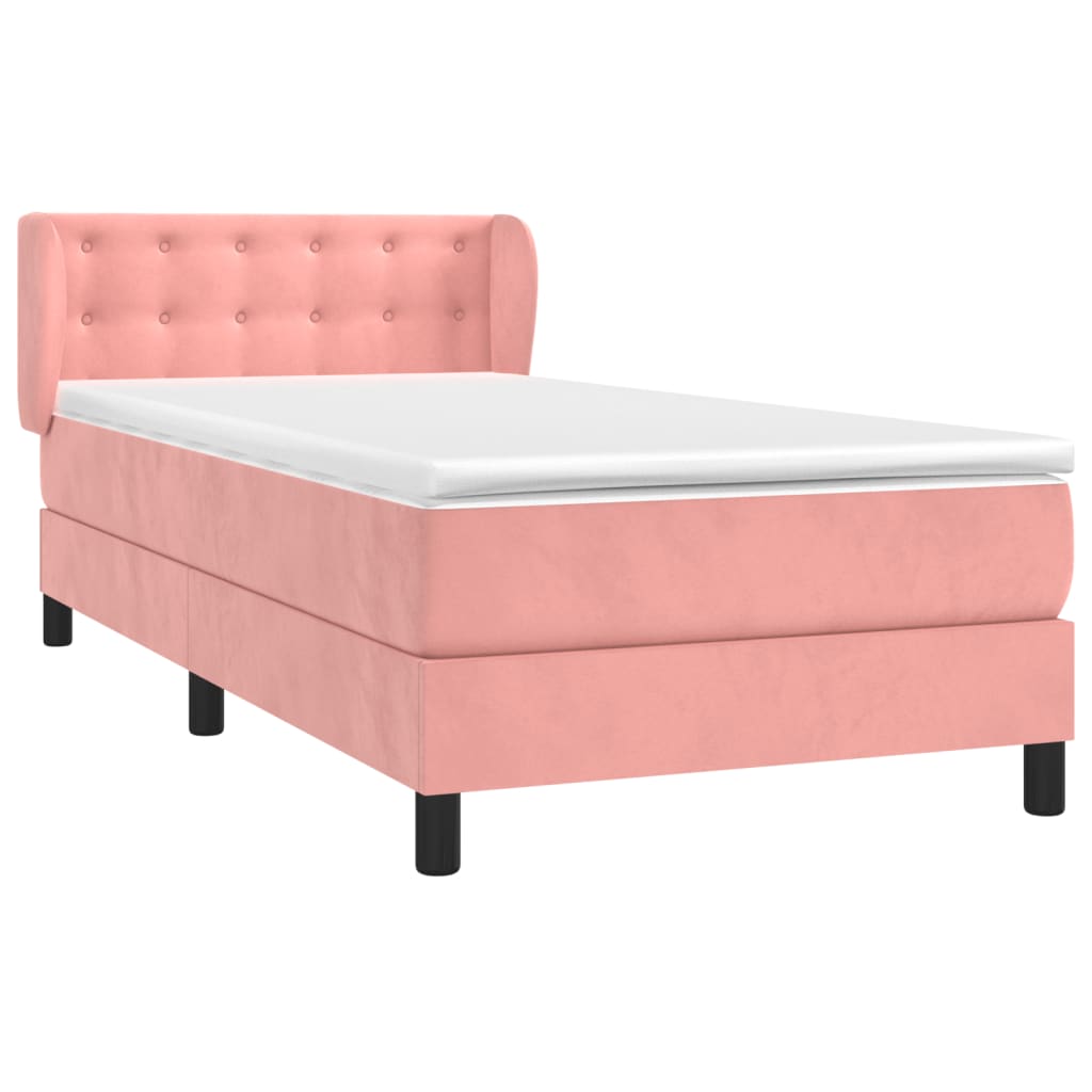 Giroletto a Molle con Materasso Rosa 90x200 cm in Velluto | homemem39
