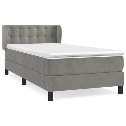 Giroletto a Molle con Materasso Grigio Chiaro 100x200cm Velluto | homemem39