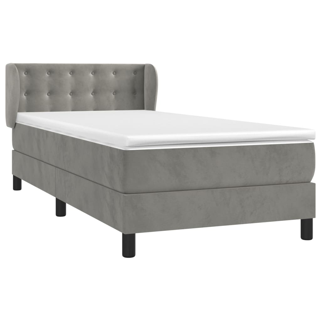 Giroletto a Molle con Materasso Grigio Chiaro 100x200cm Velluto | homemem39