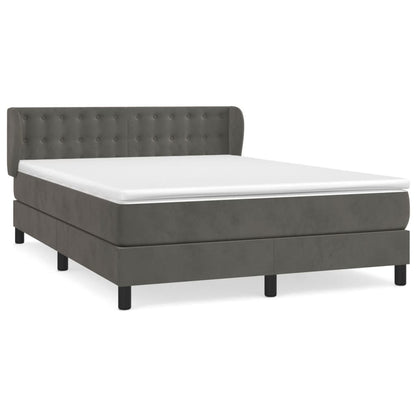 Giroletto a Molle con Materasso Grigio Scuro 140x190 cm Velluto | homemem39