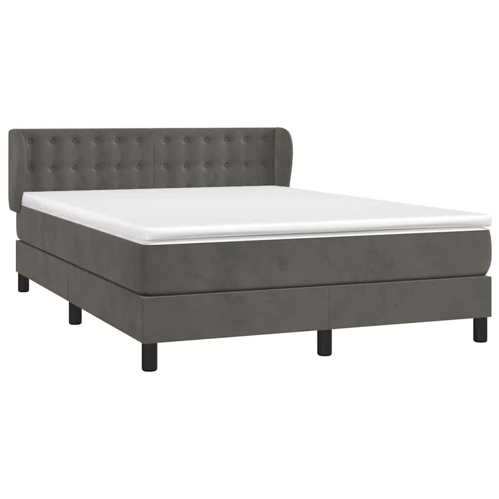 Giroletto a Molle con Materasso Grigio Scuro 140x190 cm Velluto