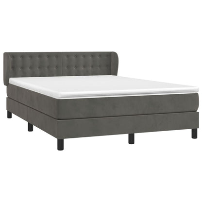 Giroletto a Molle con Materasso Grigio Scuro 140x200 cm Velluto | homemem39