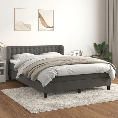 Giroletto a Molle con Materasso Grigio Scuro 140x200 cm Velluto | homemem39