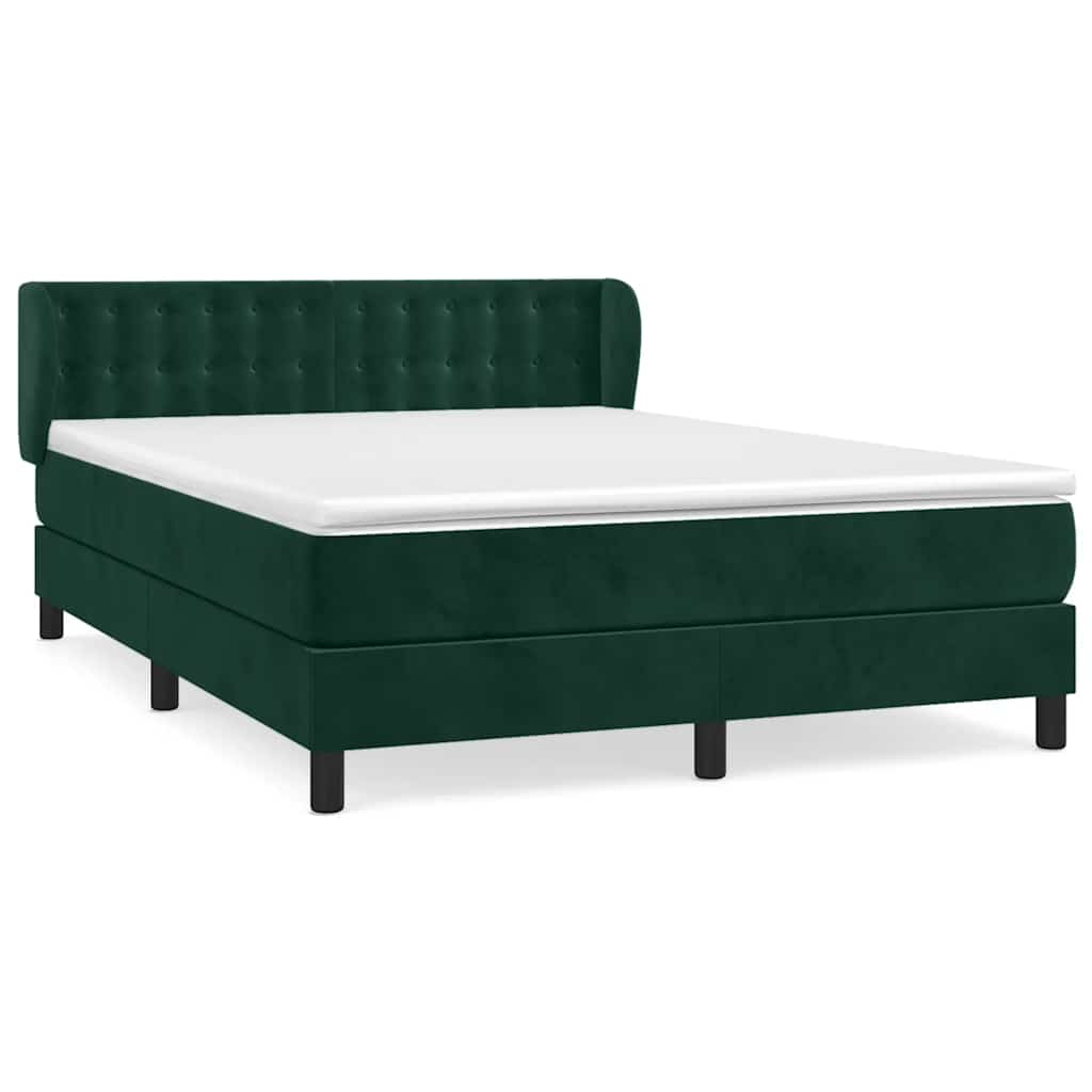 Giroletto a Molle con Materasso Verde Scuro 140x200 cm Velluto | homemem39