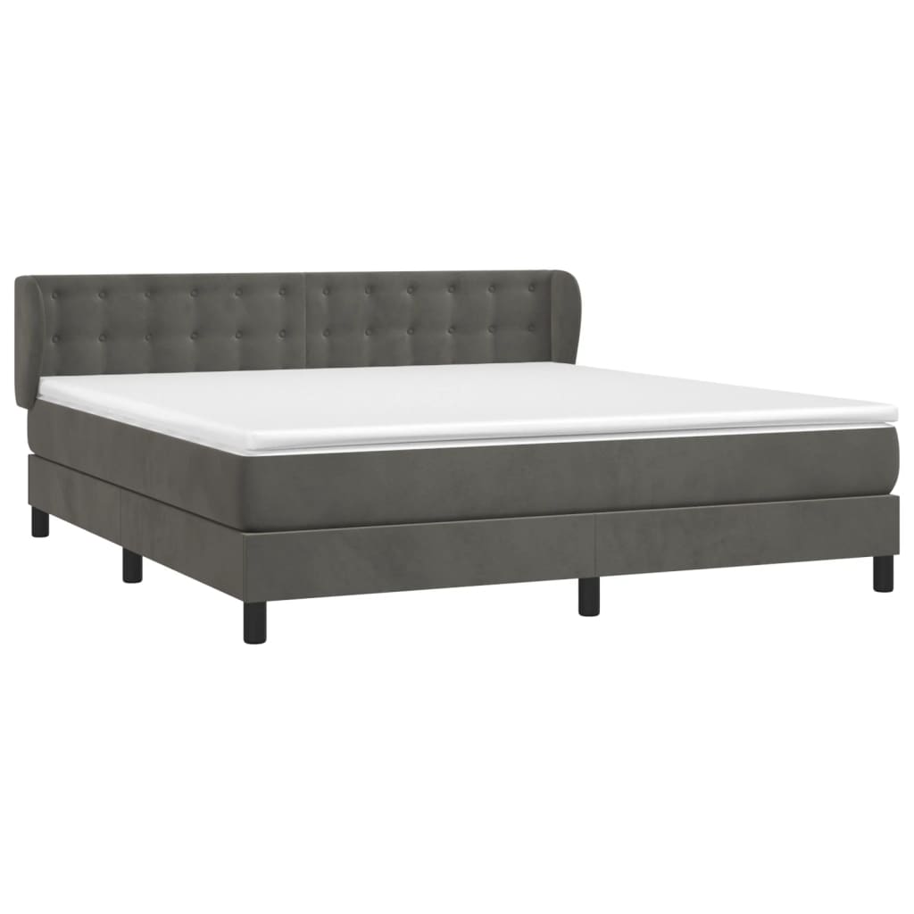 Giroletto a Molle con Materasso Grigio Scuro 160x200 cm Velluto | homemem39