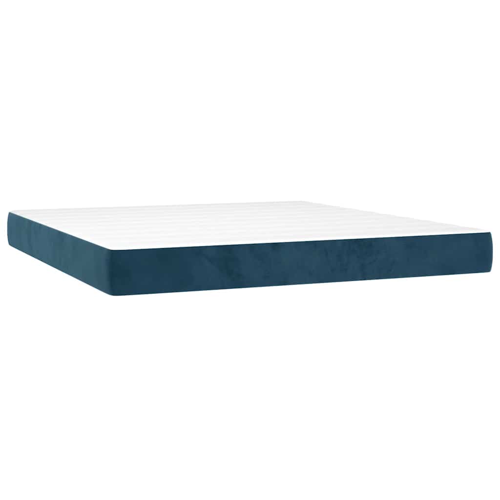 Giroletto a Molle con Materasso Blu Scuro 160x200 cm in Velluto | homemem39