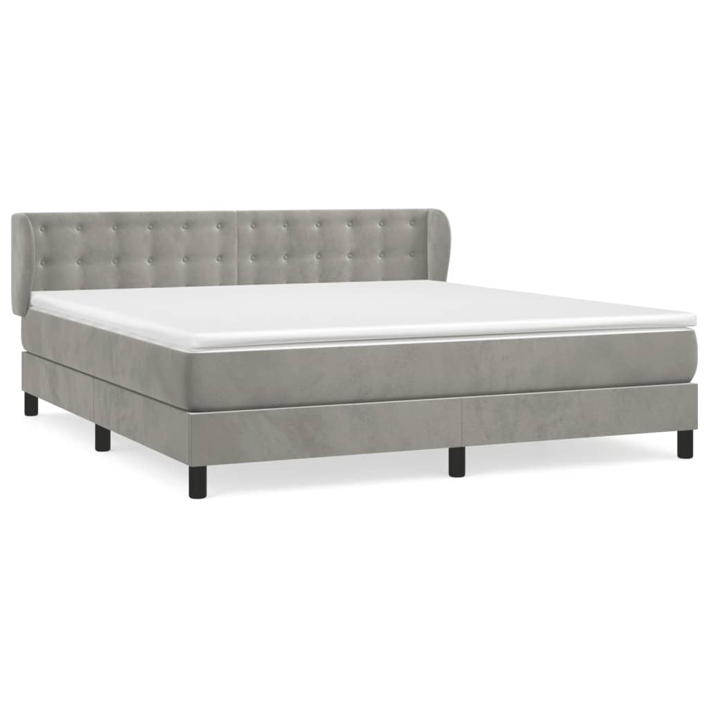 Giroletto a Molle con Materasso Grigio Chiaro 180x200cm Velluto | homemem39