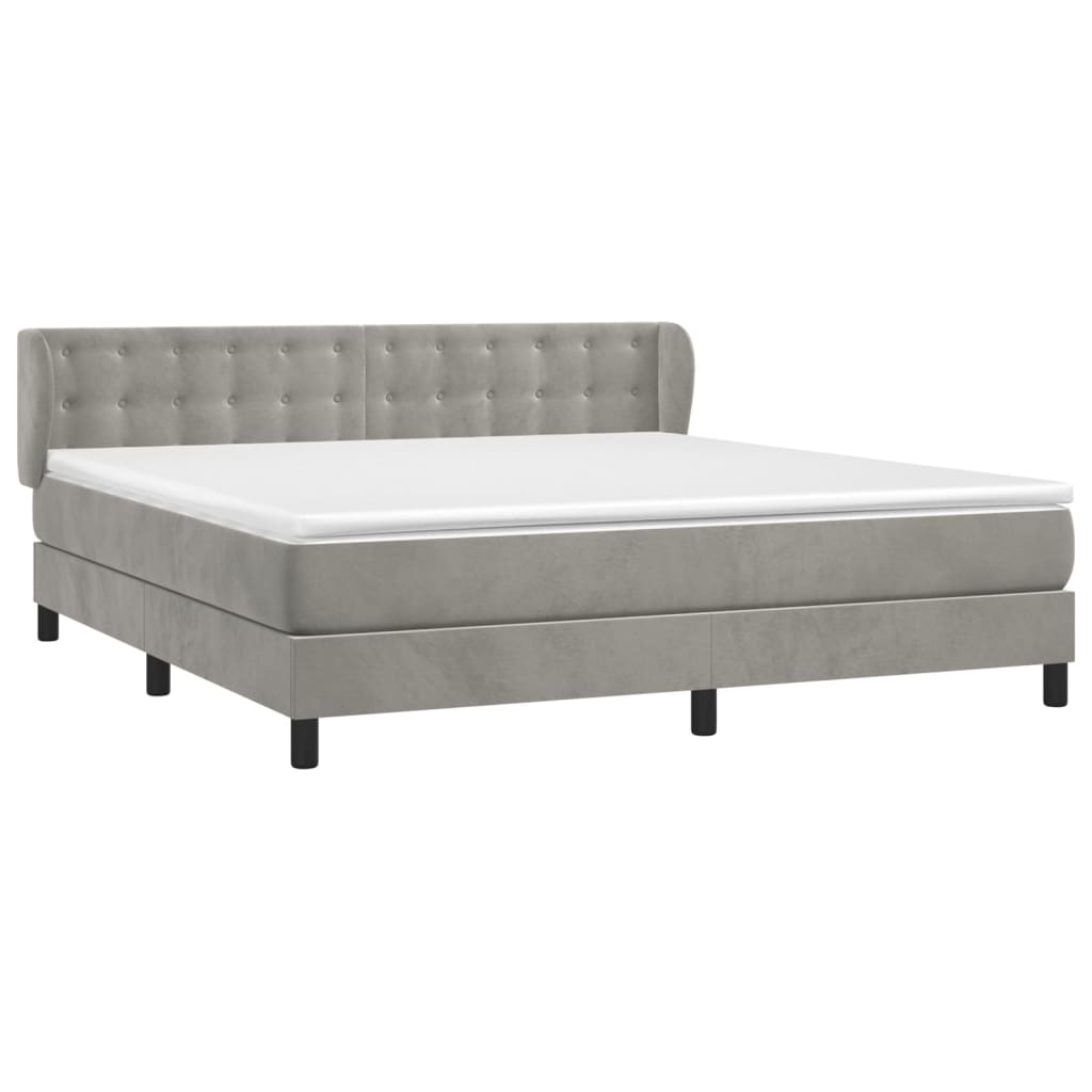 Giroletto a Molle con Materasso Grigio Chiaro 180x200cm Velluto | homemem39
