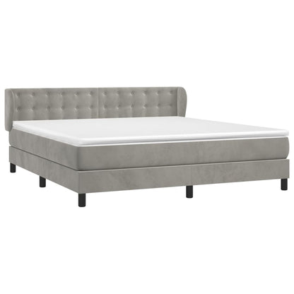 Giroletto a Molle con Materasso Grigio Chiaro 180x200cm Velluto | homemem39