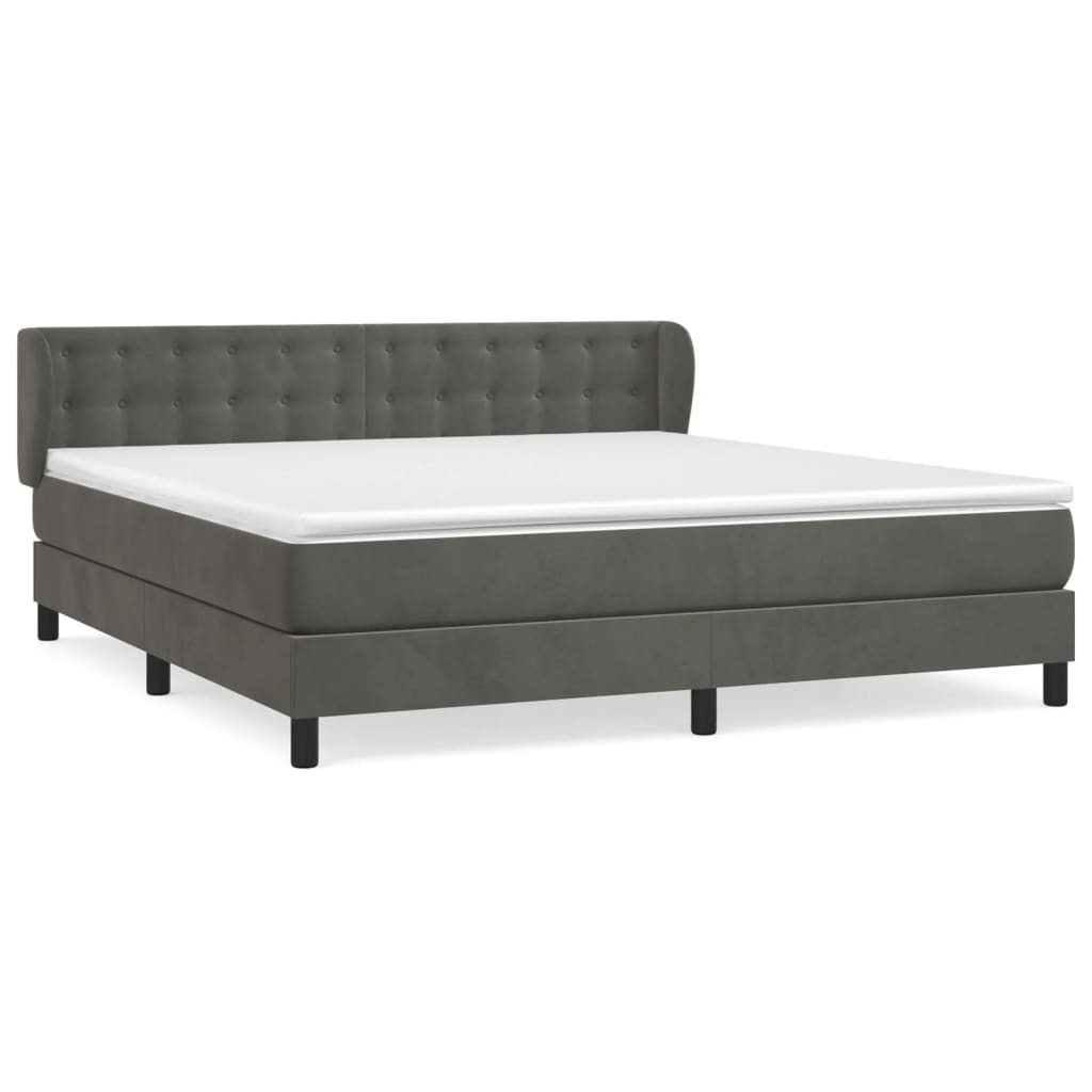 Giroletto a Molle con Materasso Grigio Scuro 180x200 cm Velluto | homemem39