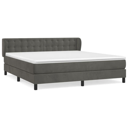 Giroletto a Molle con Materasso Grigio Scuro 180x200 cm Velluto | homemem39
