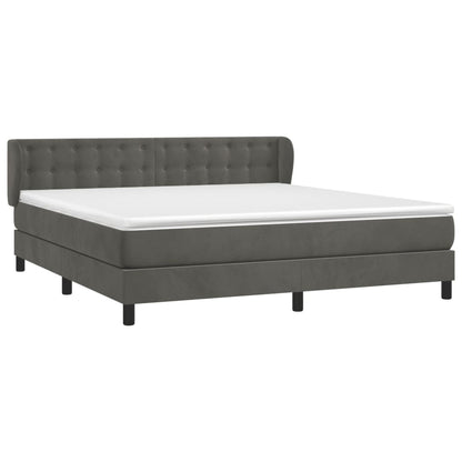 Giroletto a Molle con Materasso Grigio Scuro 180x200 cm Velluto | homemem39