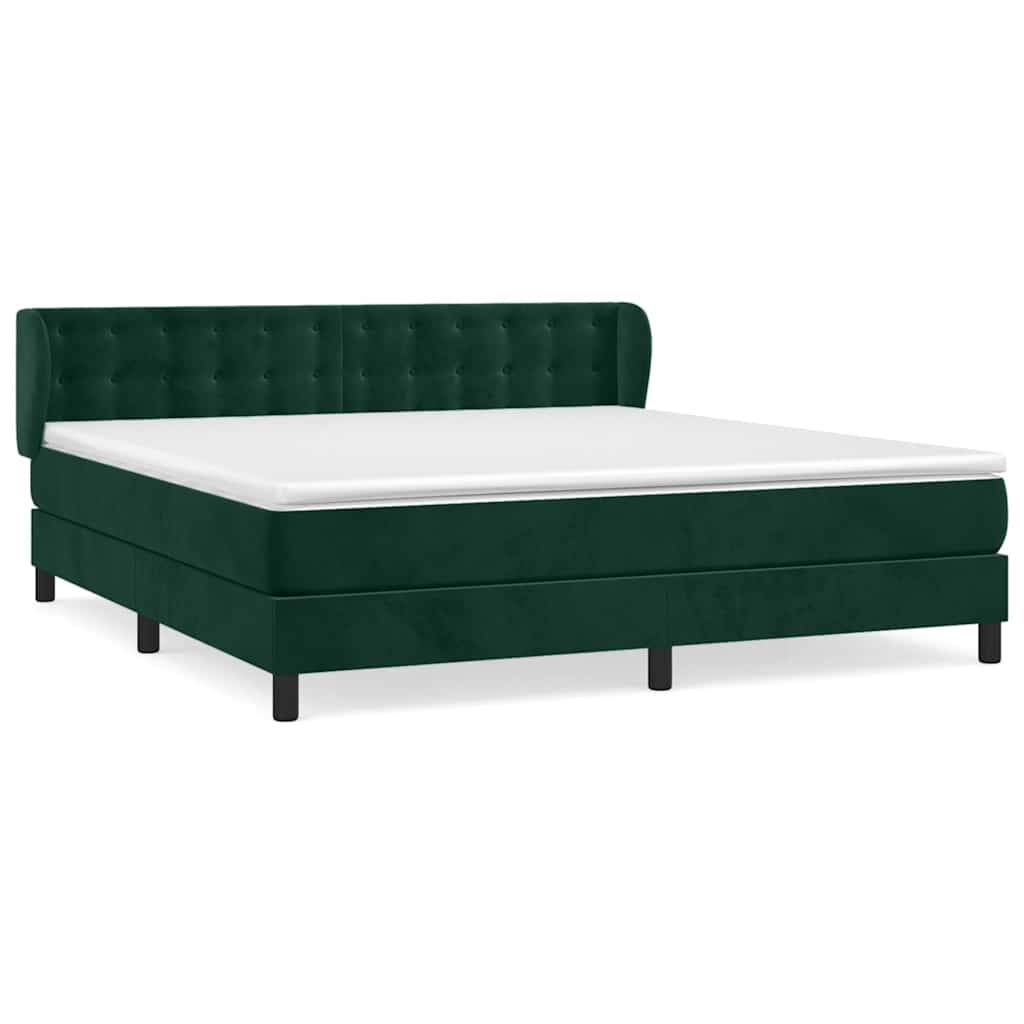 Giroletto a Molle con Materasso Verde Scuro 180x200 cm Velluto | homemem39