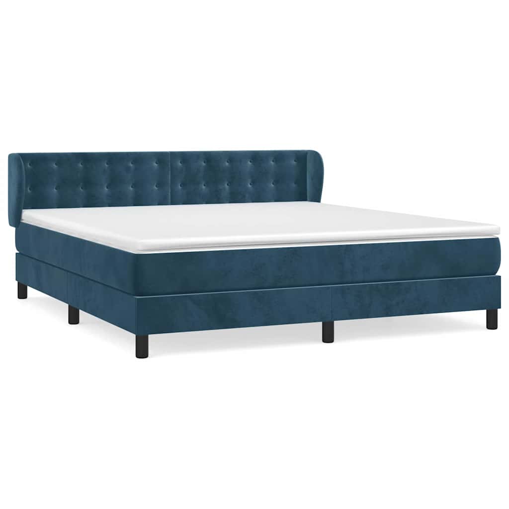 Giroletto a Molle con Materasso Blu Scuro 180x200 cm in Velluto | homemem39