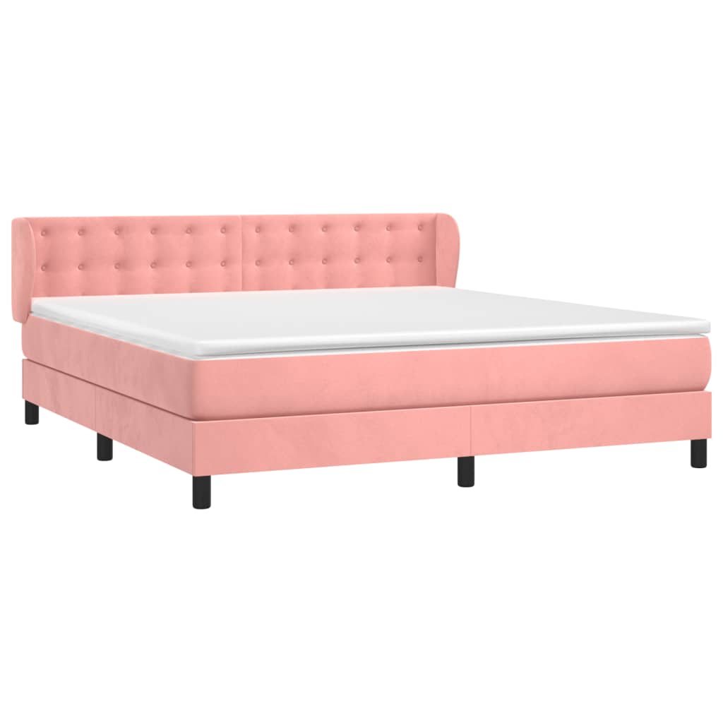 Giroletto a Molle con Materasso Rosa 180x200 cm in Velluto | homemem39