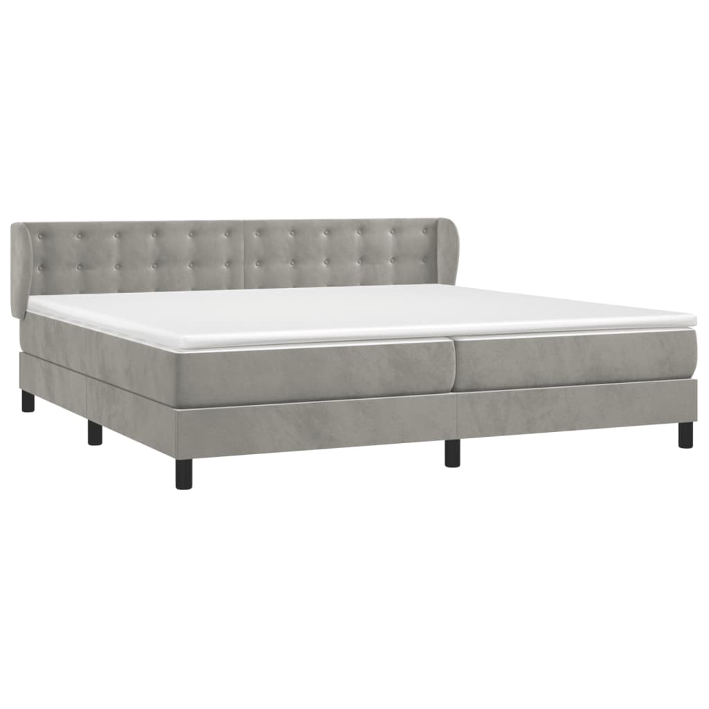 Giroletto a Molle con Materasso Grigio Chiaro 200x200cm Velluto | homemem39