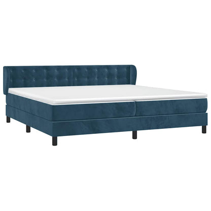 Giroletto a Molle con Materasso Blu Scuro 200x200 cm in Velluto | homemem39