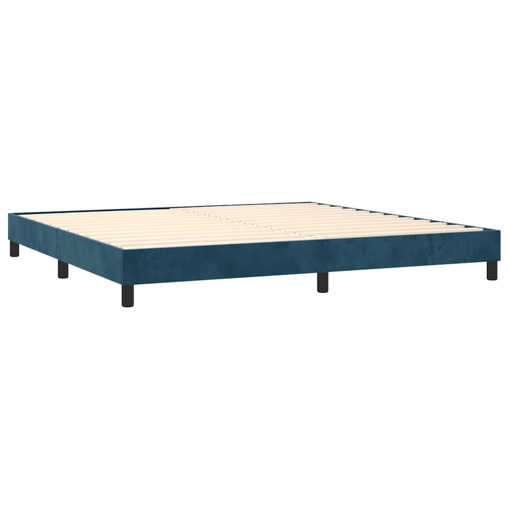 Giroletto a Molle con Materasso Blu Scuro 200x200 cm in Velluto