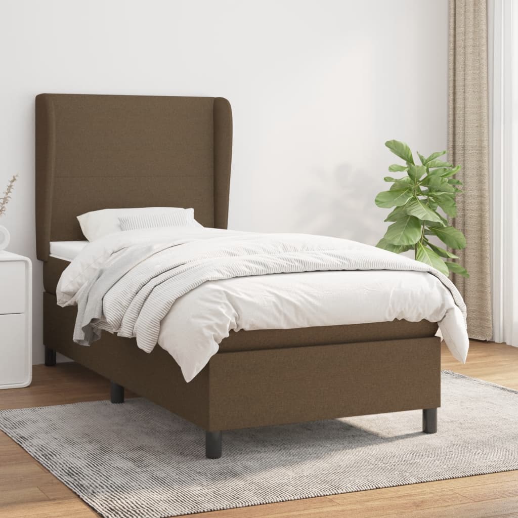 Giroletto a Molle con Materasso Marrone Scuro 80x200 cm Tessuto | homemem39