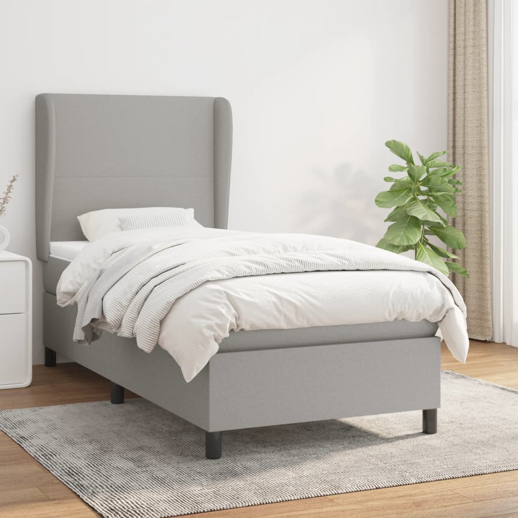 Giroletto a Molle con Materasso Grigio Chiaro 90x190 cm Tessuto | homemem39