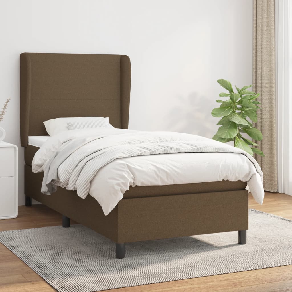 Giroletto a Molle con Materasso Marrone Scuro 90x190cm Tessuto | homemem39