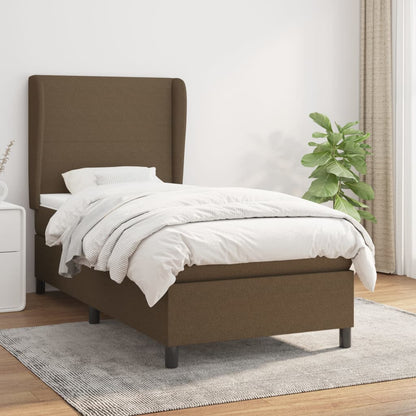 Giroletto a Molle con Materasso Marrone Scuro 90x200 cm Tessuto | homemem39