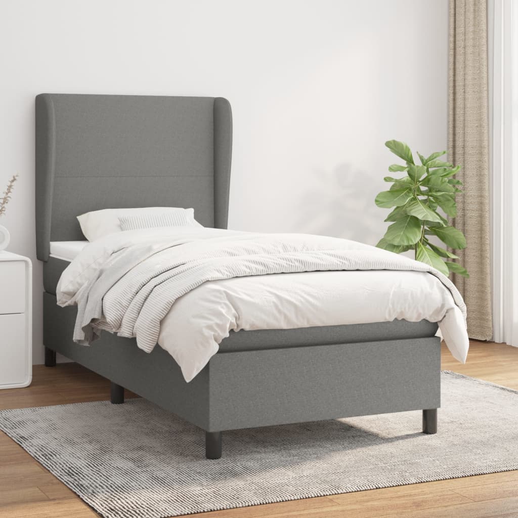 Giroletto a Molle con Materasso Grigio Scuro 100x200 cm Tessuto | homemem39