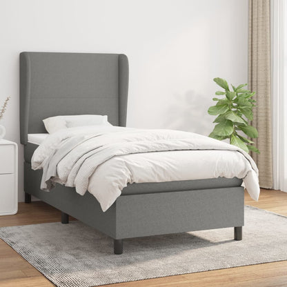 Giroletto a Molle con Materasso Grigio Scuro 100x200 cm Tessuto | homemem39