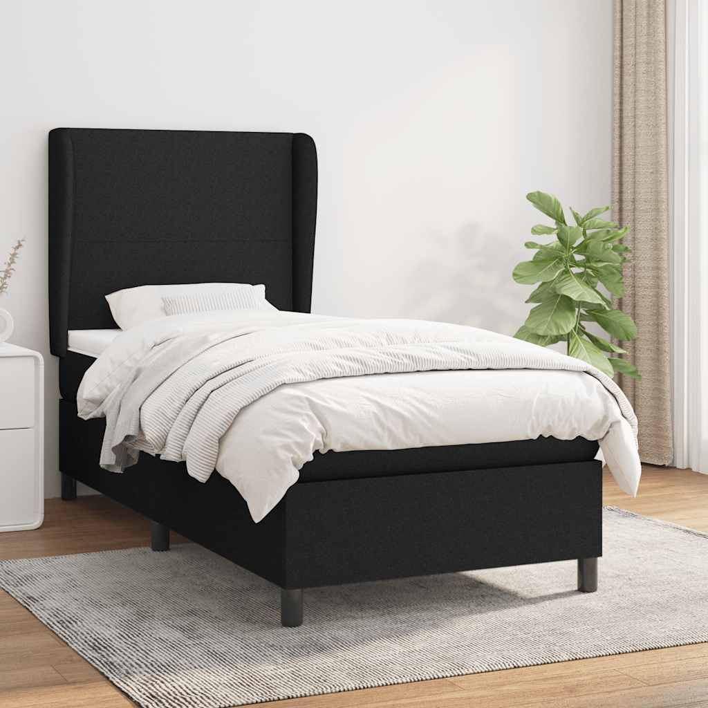 Giroletto a Molle con Materasso Nero 100x200 cm in Tessuto | homemem39