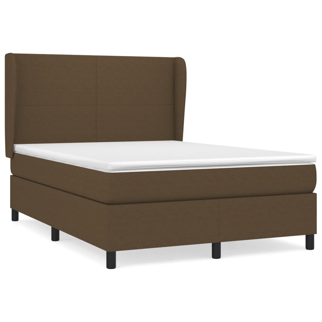 Giroletto a Molle con Materasso Marrone Scuro 140x190cm Tessuto | homemem39