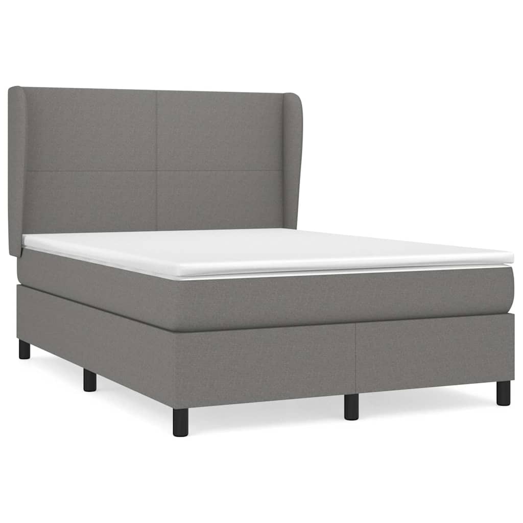 Giroletto a Molle con Materasso Grigio Scuro 140x200cm Tessuto