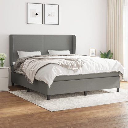 Giroletto a Molle con Materasso Grigio Scuro 160x200 cm Tessuto | homemem39
