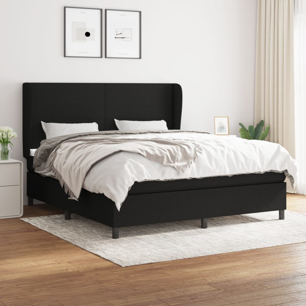 Giroletto a Molle con Materasso Nero 160x200 cm in Tessuto | homemem39