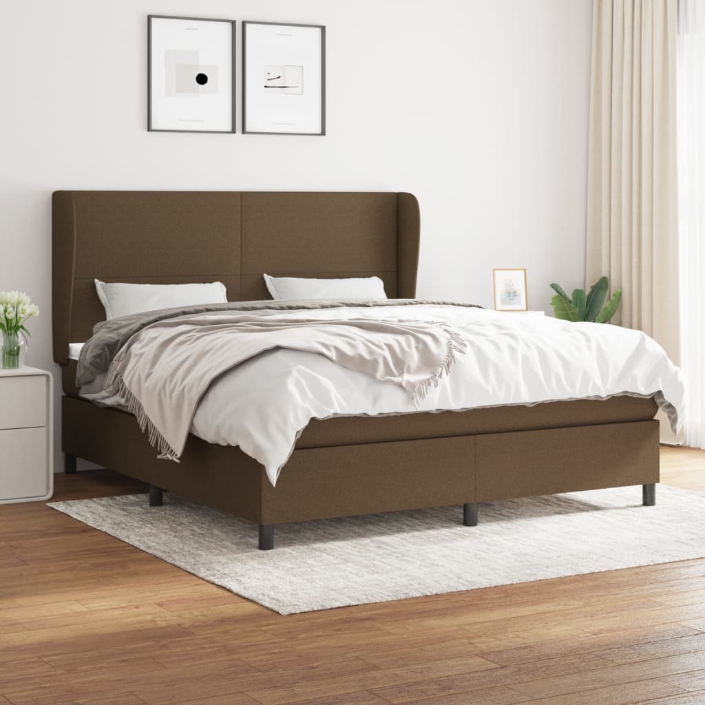 Giroletto a Molle con Materasso Marrone Scuro 160x200cm Tessuto | homemem39