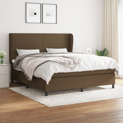 Giroletto a Molle con Materasso Marrone Scuro 160x200cm Tessuto | homemem39