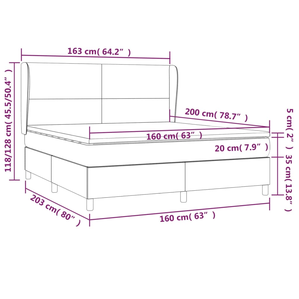 Giroletto a Molle con Materasso Blu 160x200 cm in Tessuto | homemem39