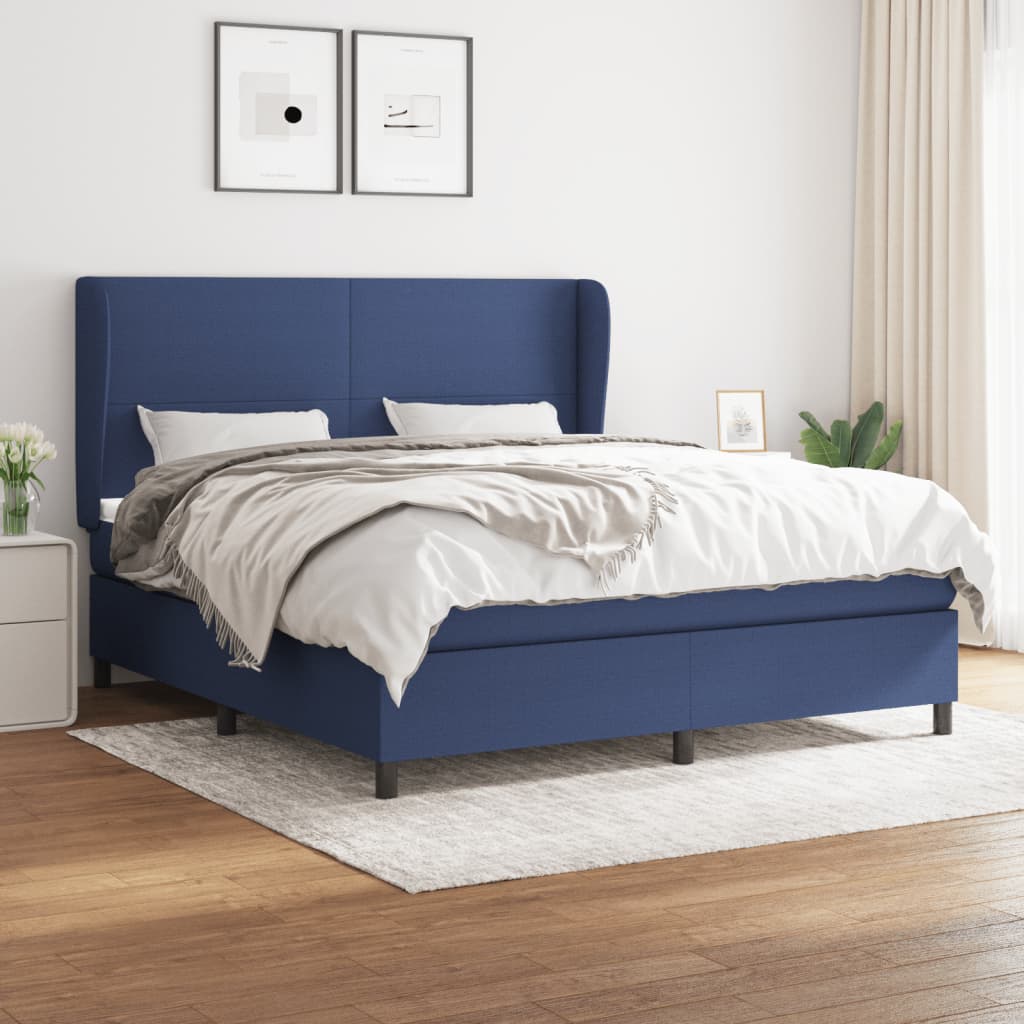 Giroletto a Molle con Materasso Blu 160x200 cm in Tessuto | homemem39