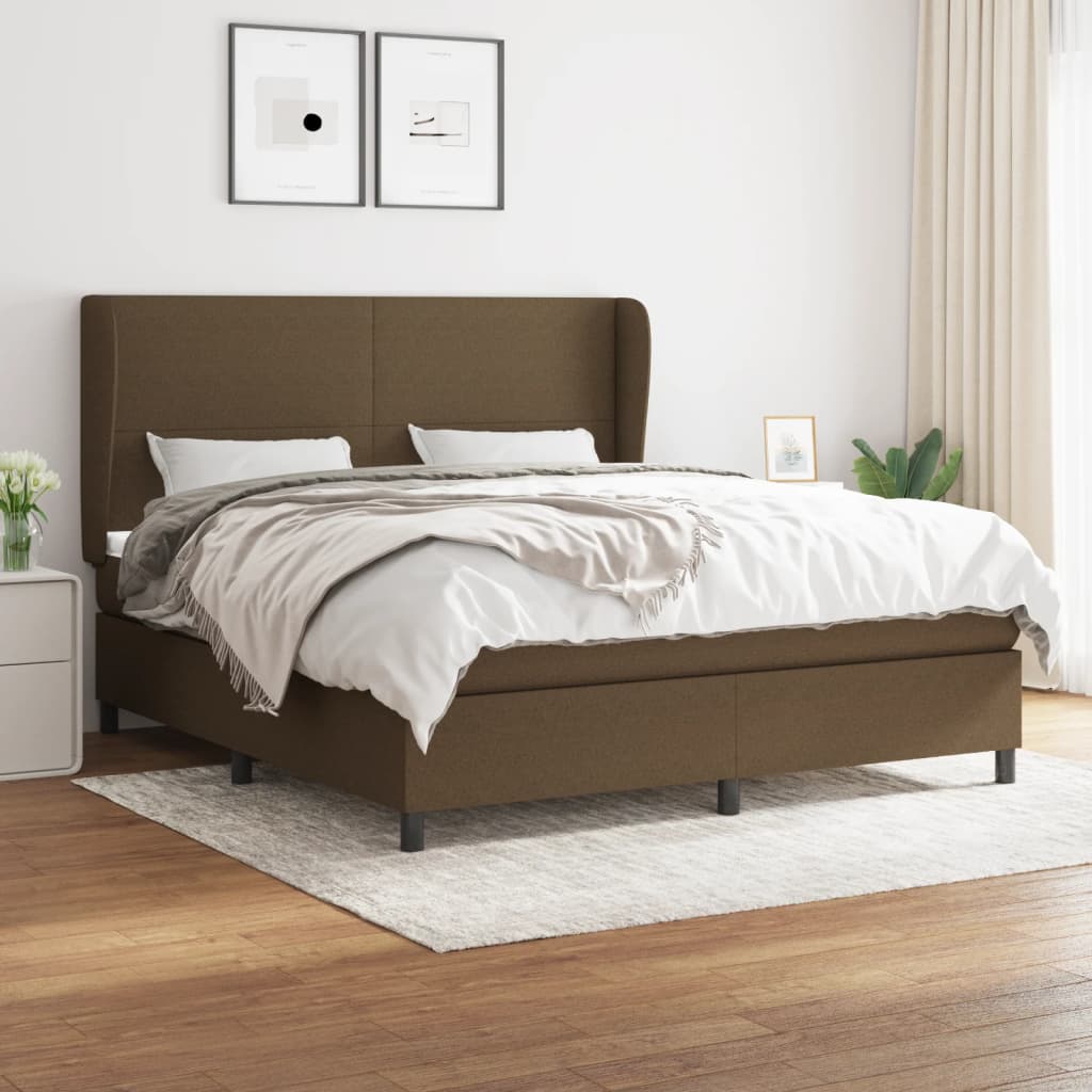 Giroletto a Molle con Materasso Marrone Scuro 180x200cm Tessuto | homemem39