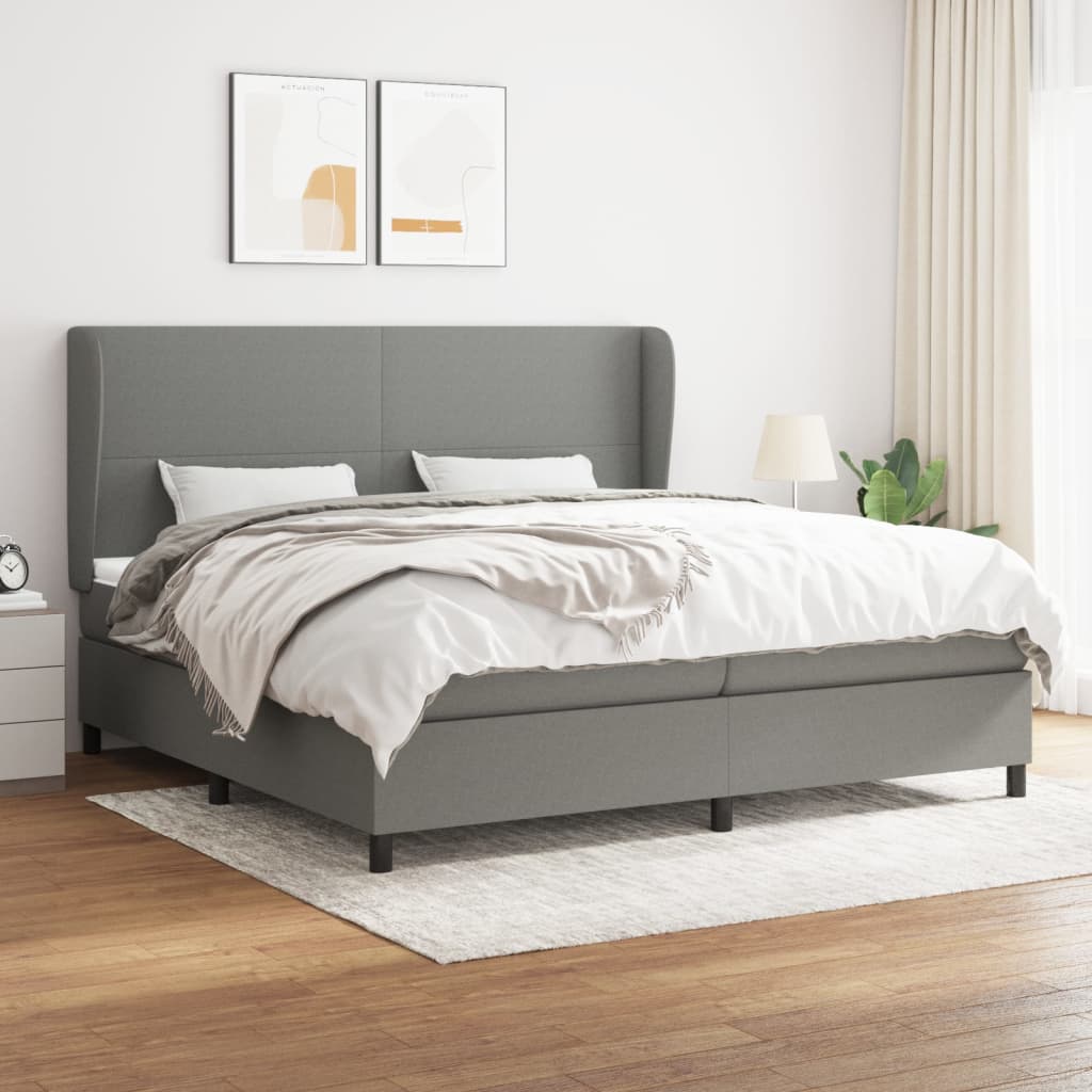 Giroletto a Molle con Materasso Grigio Scuro 200x200 cm Tessuto | homemem39