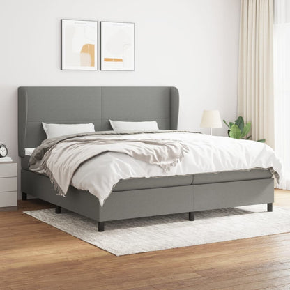 Giroletto a Molle con Materasso Grigio Scuro 200x200 cm Tessuto | homemem39