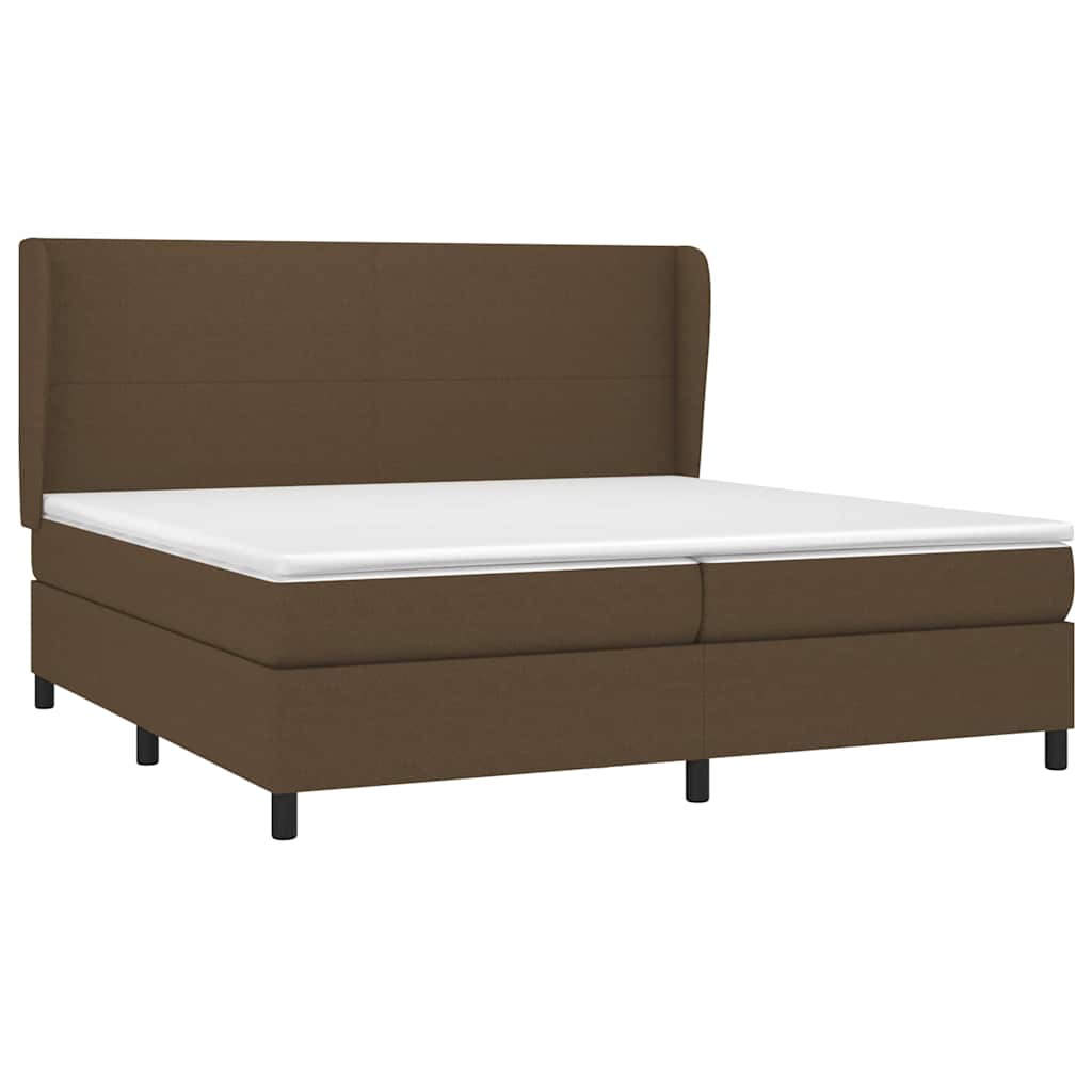 Giroletto a Molle con Materasso Marrone Scuro 200x200cm Tessuto