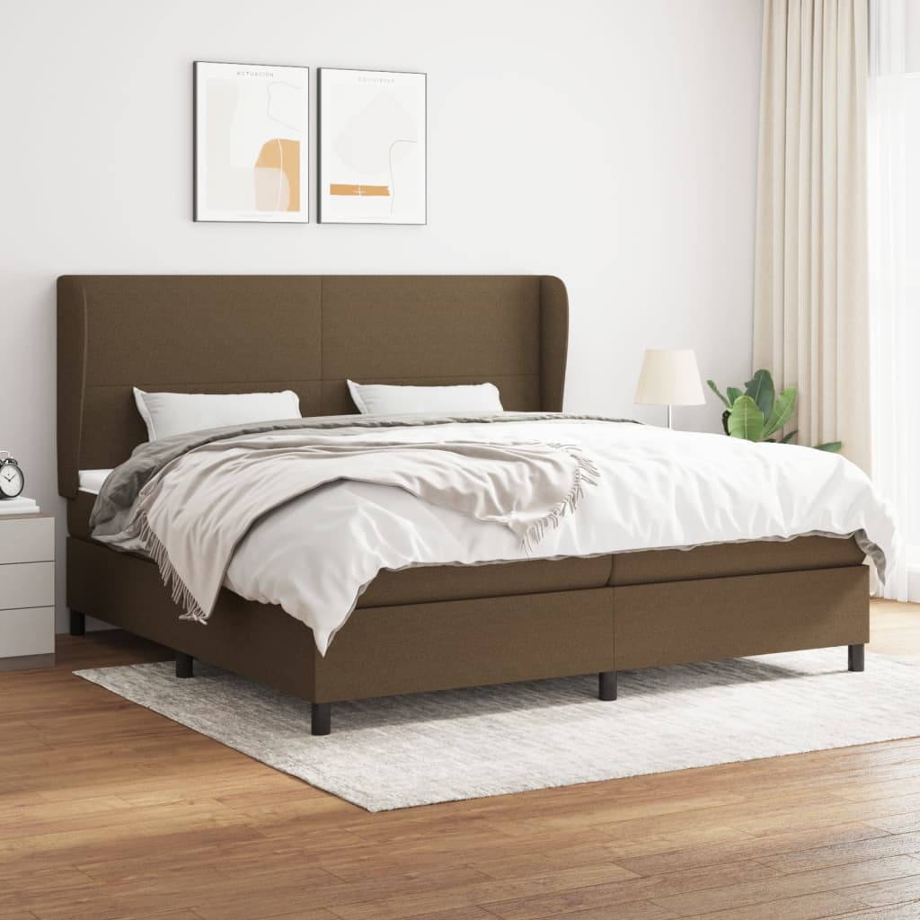 Giroletto a Molle con Materasso Marrone Scuro 200x200cm Tessuto | homemem39
