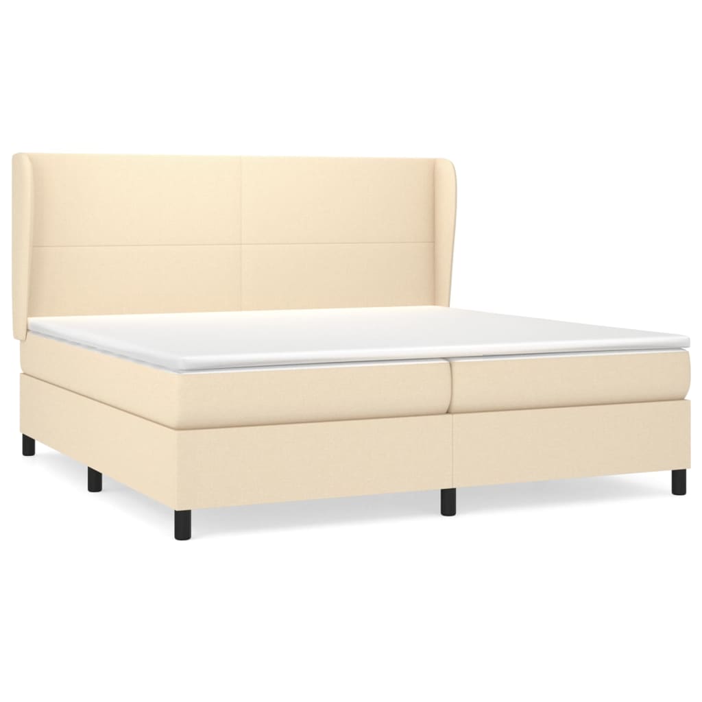 Giroletto a Molle con Materasso Crema 200x200 cm in Tessuto | homemem39
