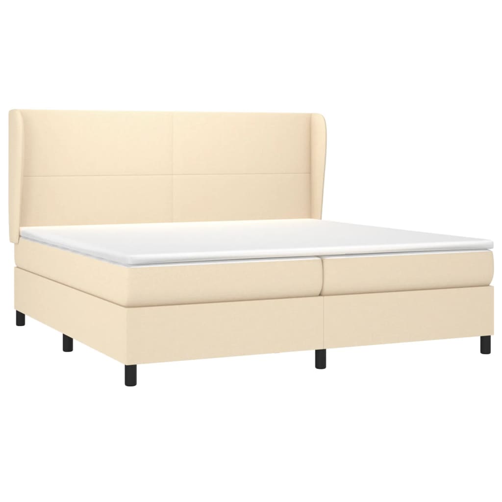Giroletto a Molle con Materasso Crema 200x200 cm in Tessuto | homemem39