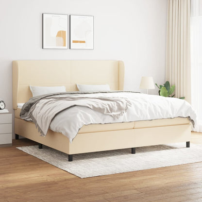 Giroletto a Molle con Materasso Crema 200x200 cm in Tessuto | homemem39