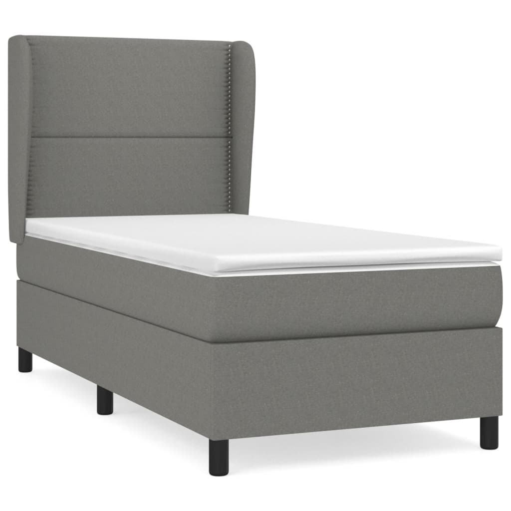 Giroletto a Molle con Materasso Grigio Scuro 90x190 cm Tessuto | homemem39