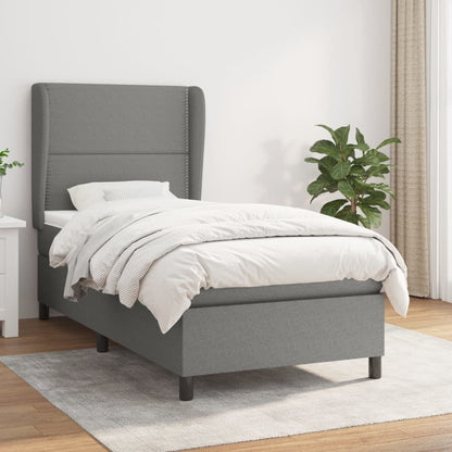 Giroletto a Molle con Materasso Grigio Scuro 90x190 cm Tessuto | homemem39