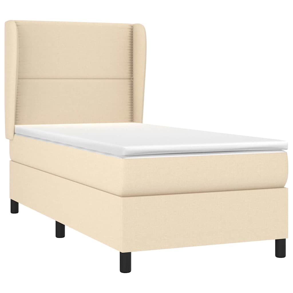 Giroletto a Molle con Materasso Crema 90x190 cm in Tessuto